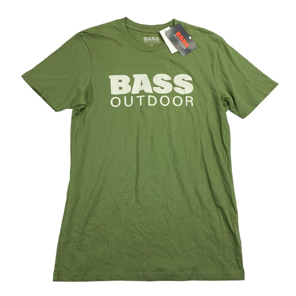 Bass Outdoor Mens Stacked Logo Crewneck Short Sleeve Cotton T-Shirt Green M